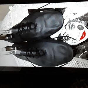 Womens Jazz Dance Shoes Lace up Leather Black 8.5